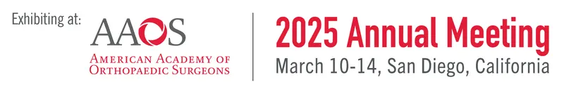 White horizontal AAOS banner with the American Academy of Orthopaedic Surgeons logo and red 2025 Annual Meeting text.