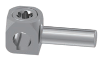 Cubic clamp body with a recessed seat on its upper face, carrying a short plain post on one side
