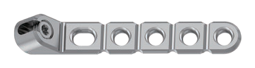Straight occipital plate: a row of oval screw holes ending in a rod clamp