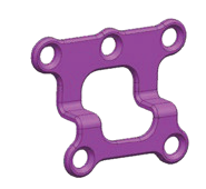 Double curved jaw plate with an open central window framed by four corner holes