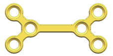 Double Y plate with paired arms at each end of a short bridge