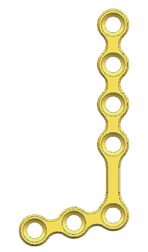Oblique L plate with a branching arm, left configuration