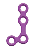 Oblique L plate with a short angled arm branching from a straight hole row