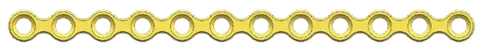 Straight titanium plate with twelve holes in a single row