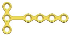 T plate with a crossbar of three holes above a straight shaft
