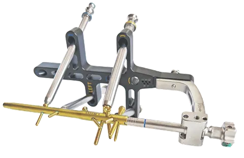Humeral aiming arm carrying paired drill sleeves and guide wires