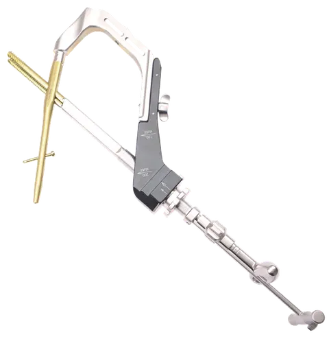 Gamma nail aiming frame with the lag screw guide and trocar sleeves assembled