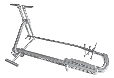 Tibial nail aiming frame carrying the guide sleeves along its arch