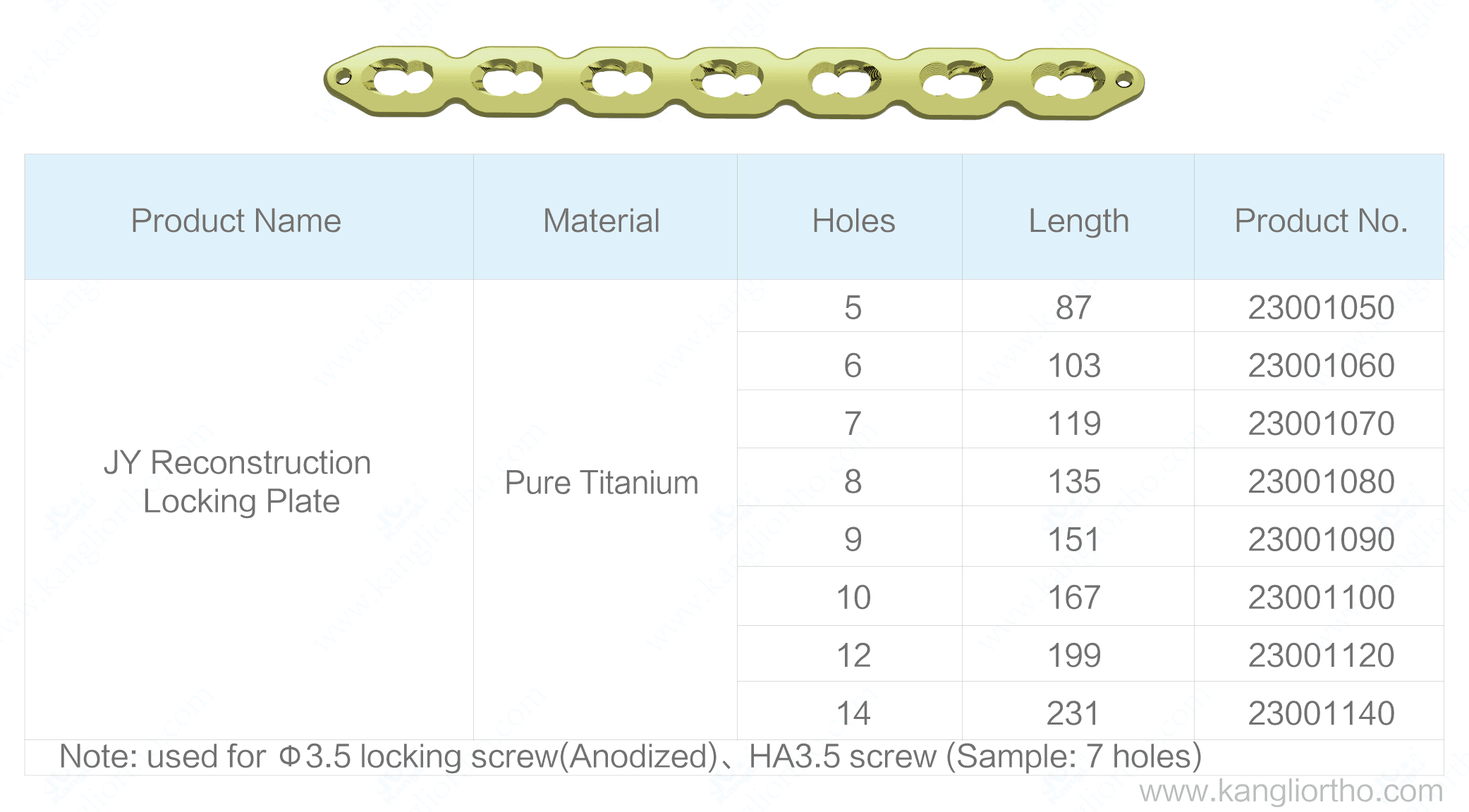 jy-reconstruction-locking-plate-specifications