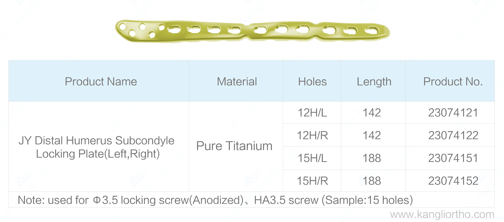 jy-distal-humerus-subcondyle-locking-plate-specifications