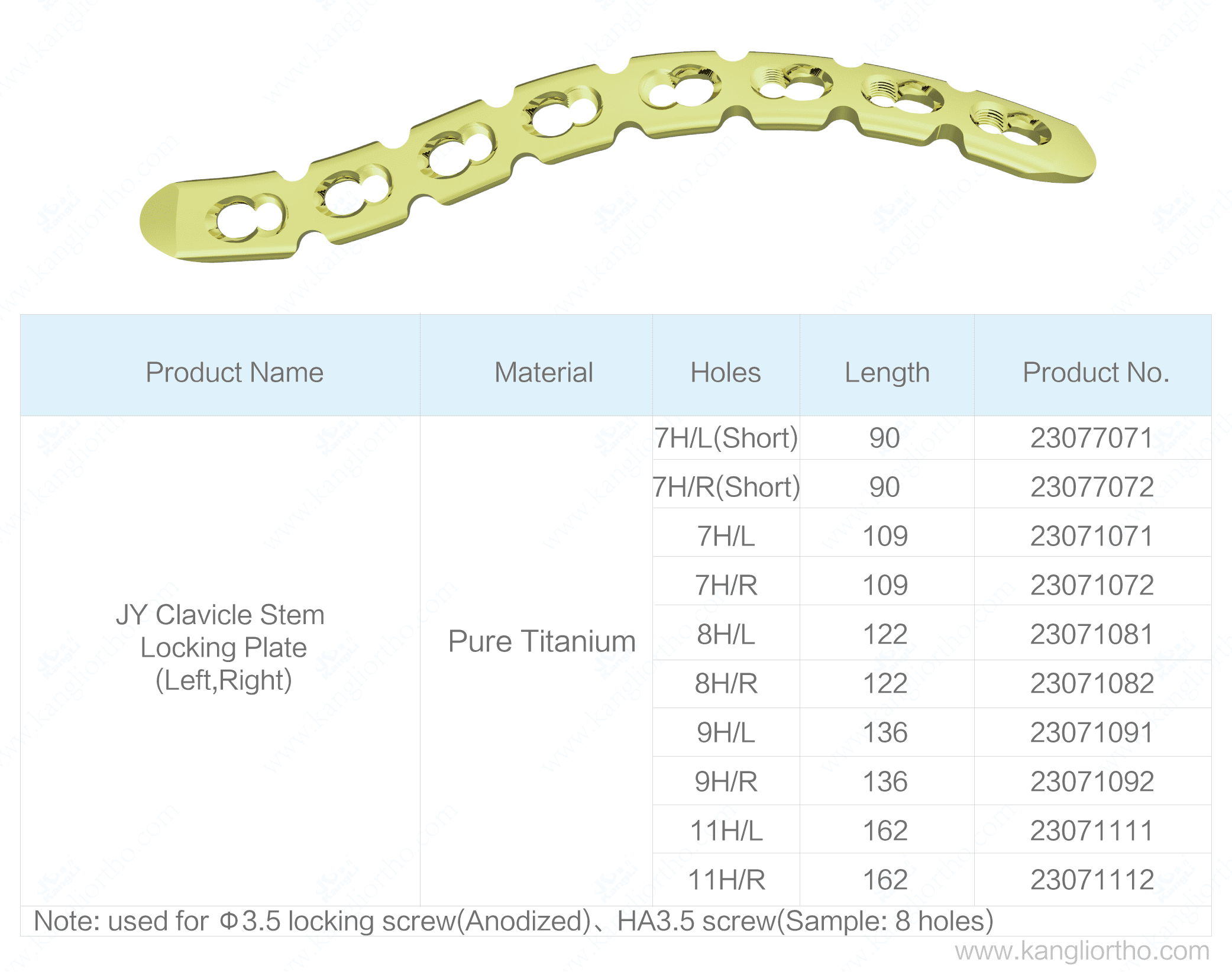 jy-clavicle-stem-locking-plate-short-specifications