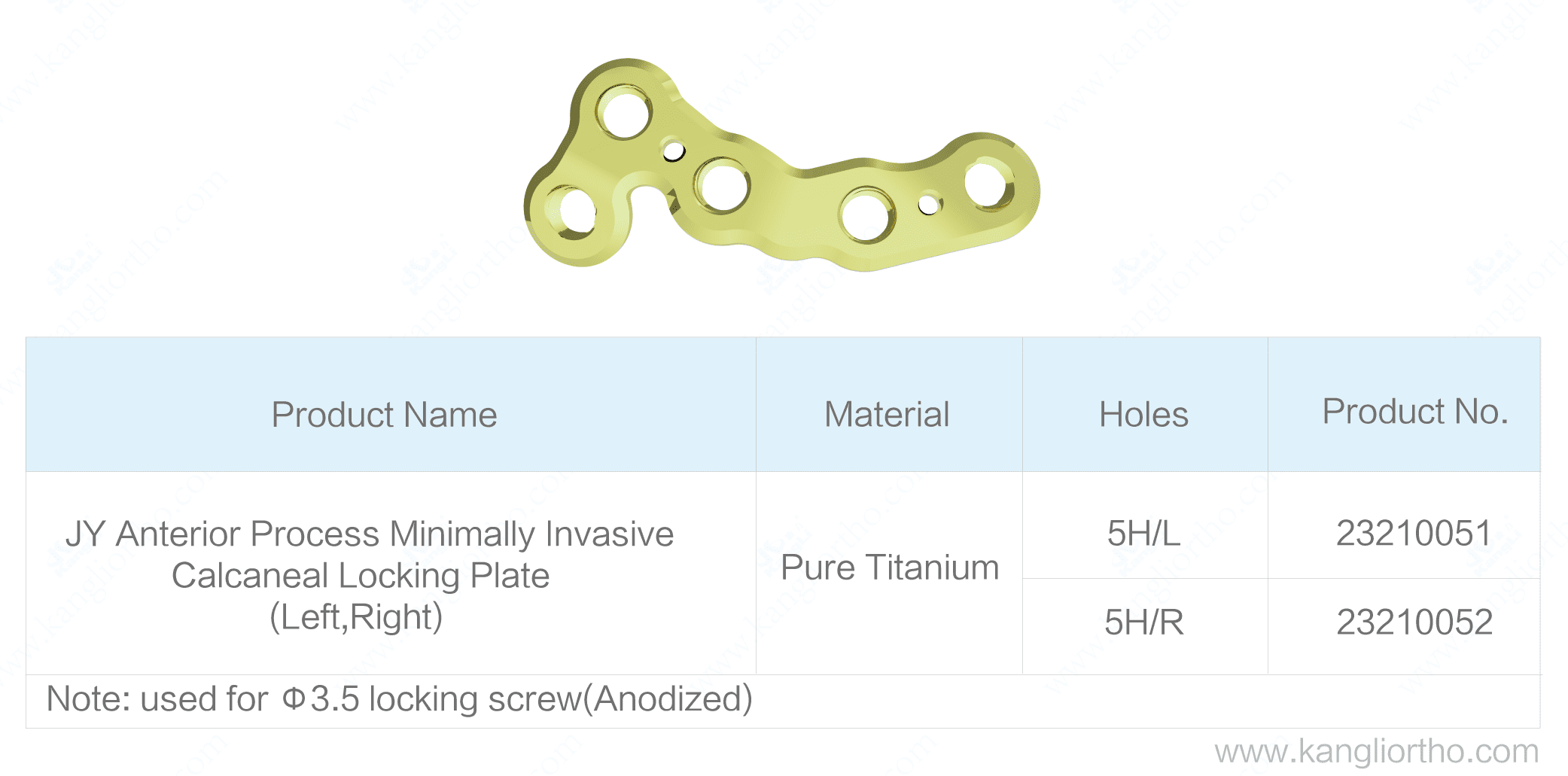 jy-anterior-process-minimally-invasive-calcaneal-locking-plate-specifications