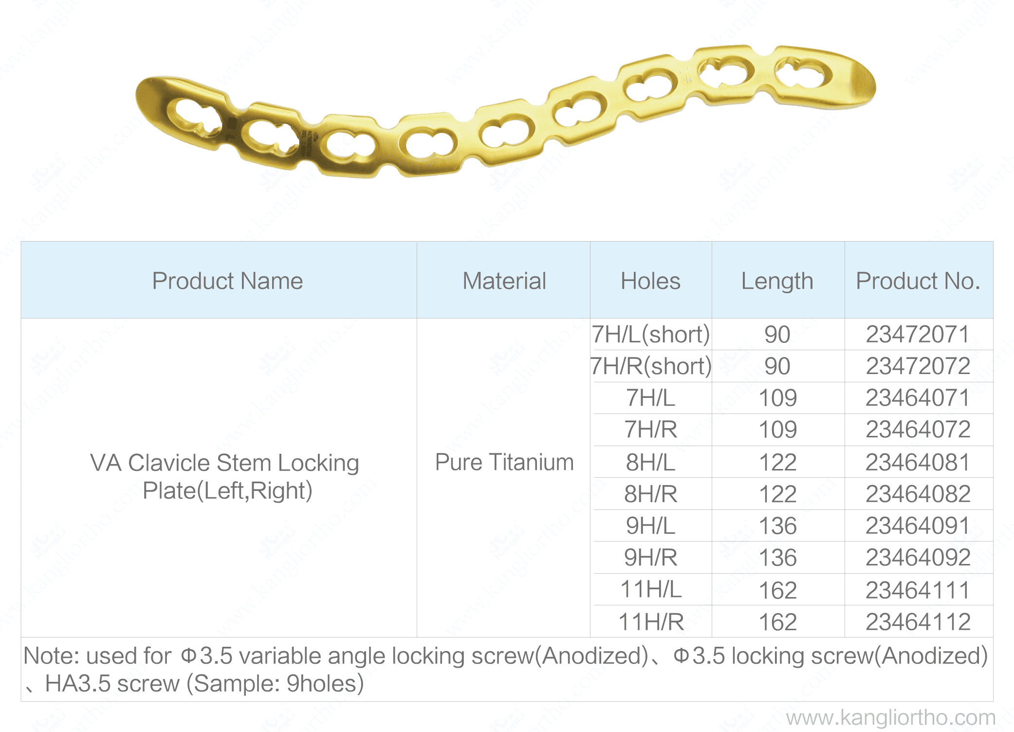 va-clavicle-stem-locking-plate-short-specifications