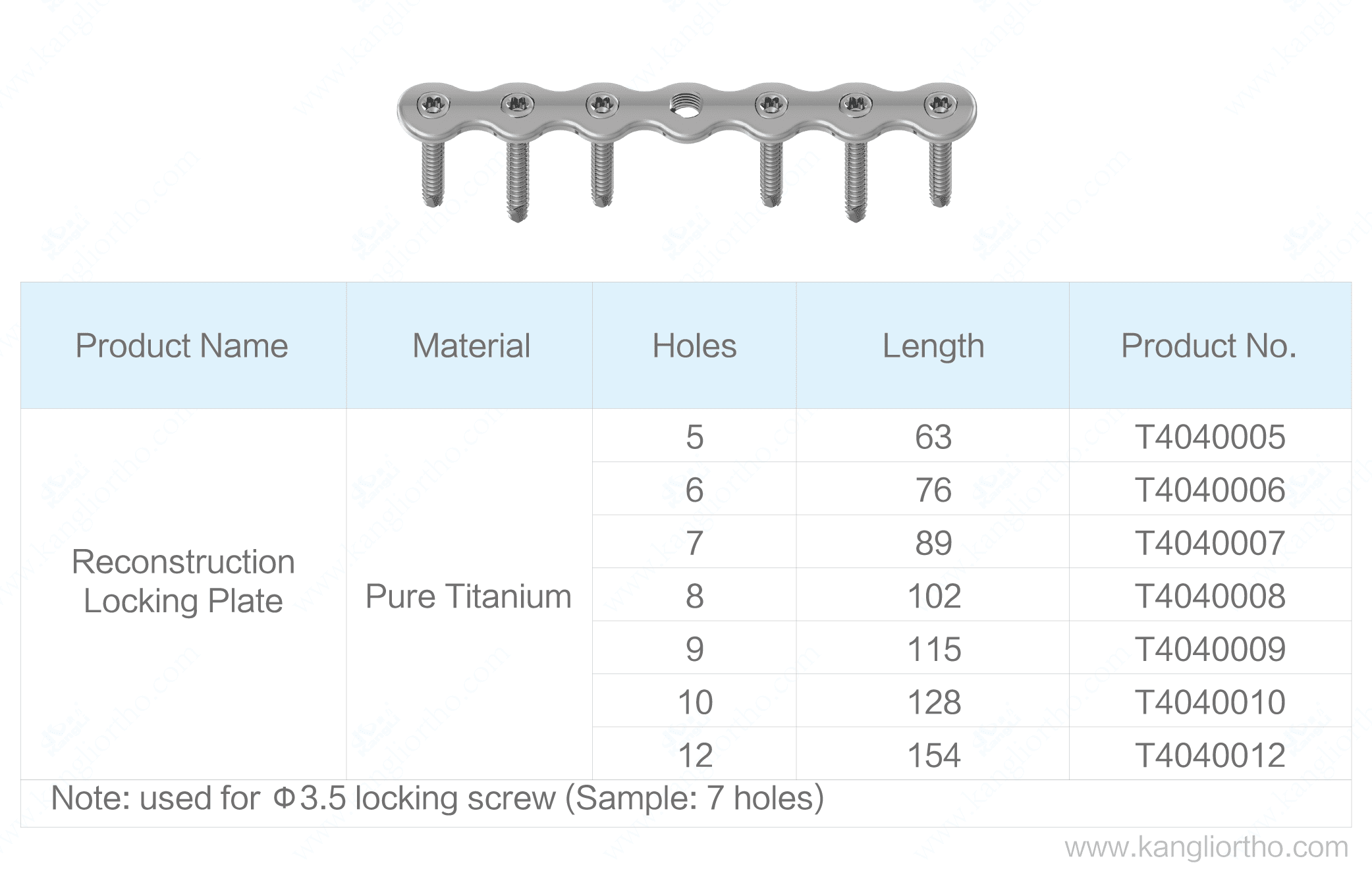 reconstruction-locking-plate-specifications