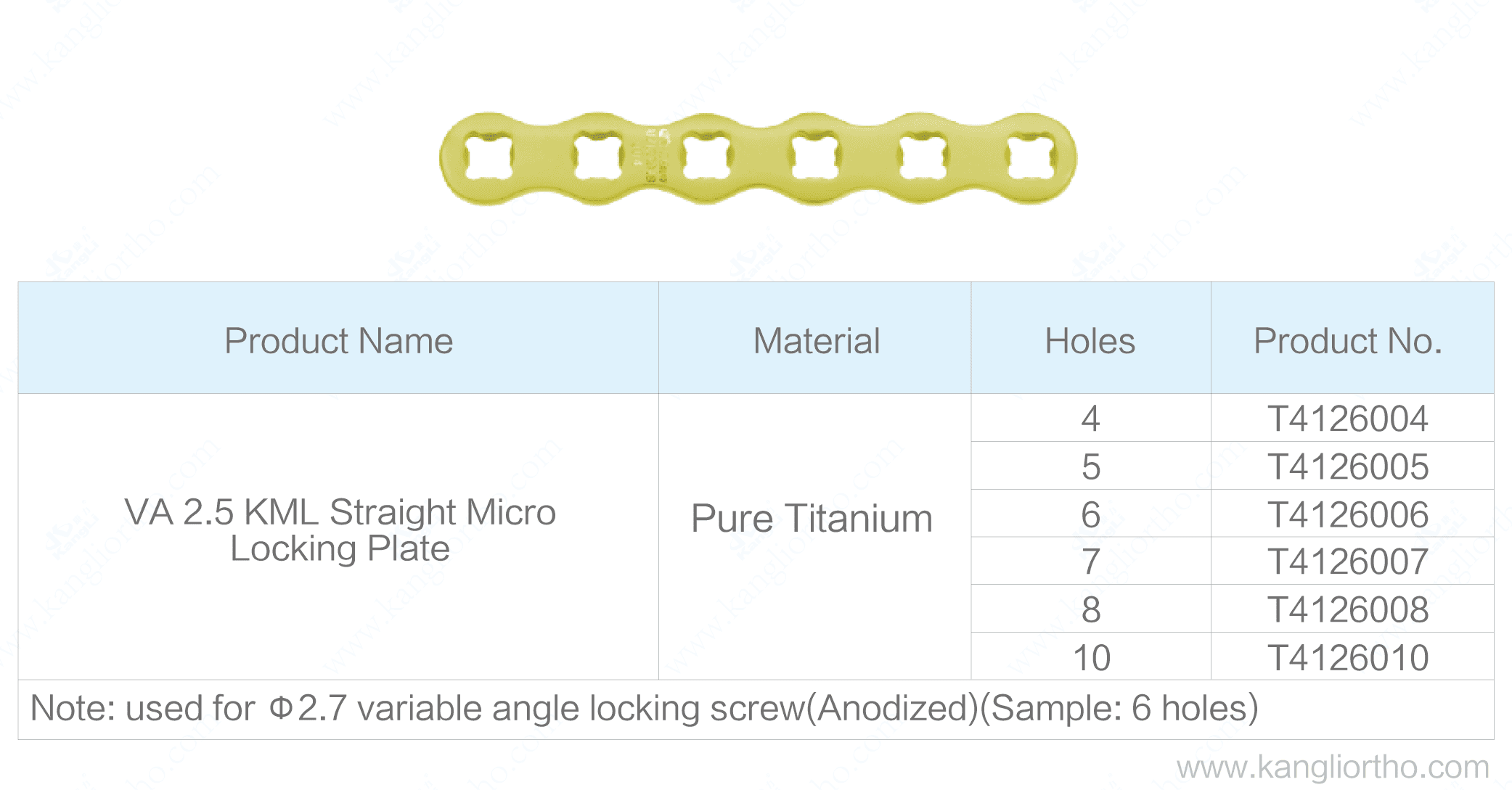 va-2-5-kml-straight-micro-locking-plate-specifications