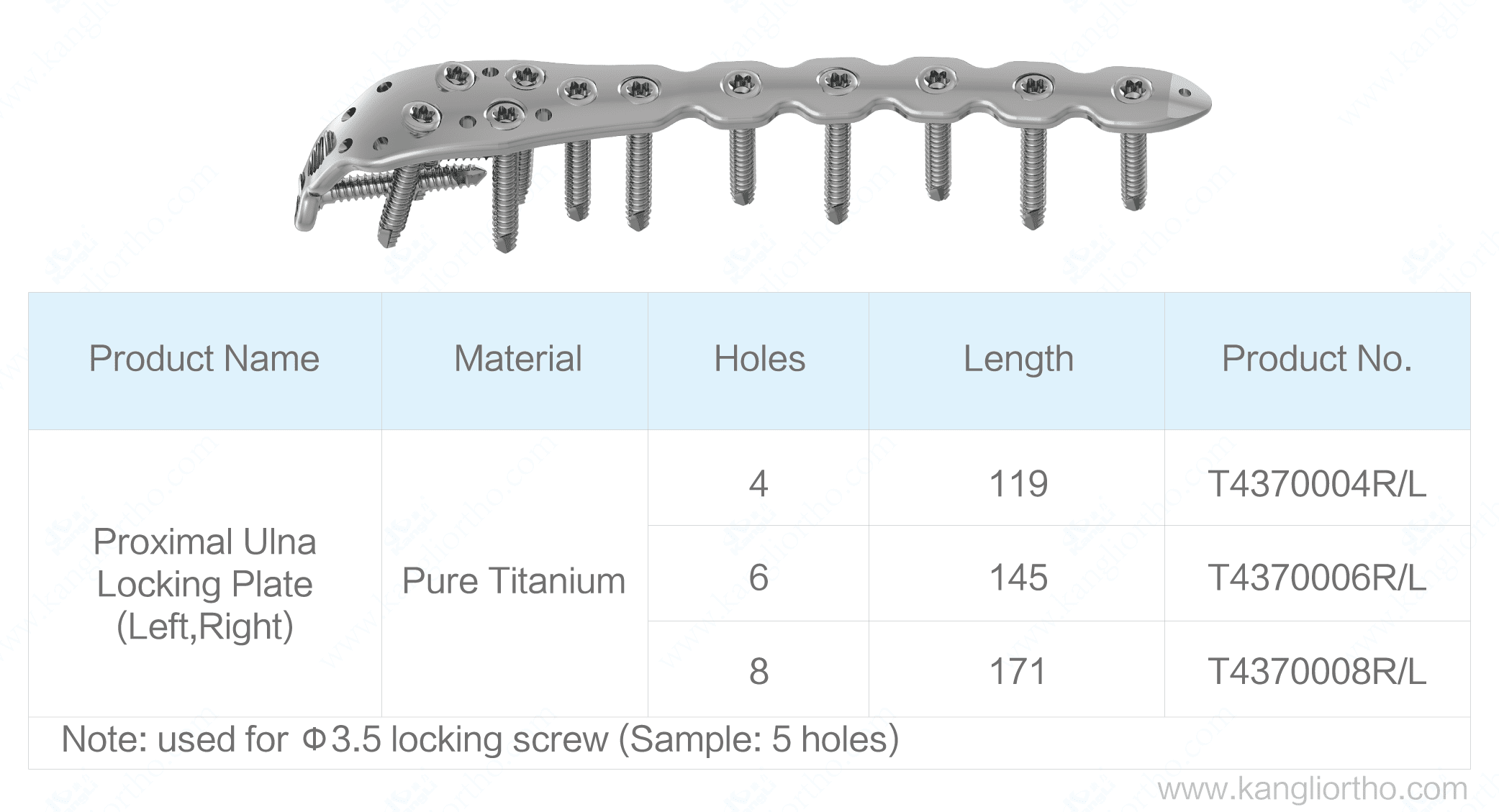 proximal-ulna-locking-plate-specifications