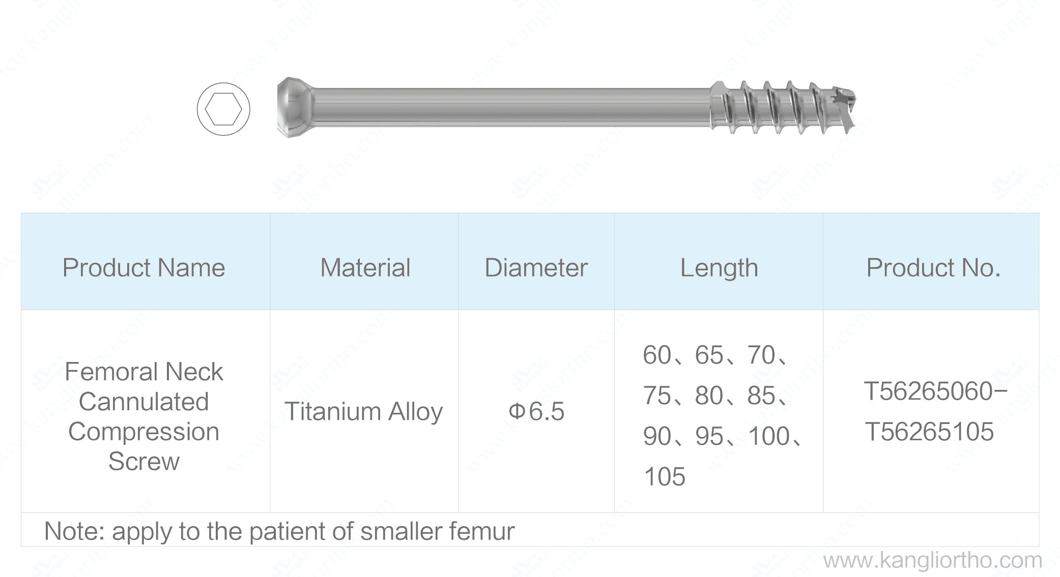 femoral-neck-cannulated-compression-screw-phi-6-5-specifications