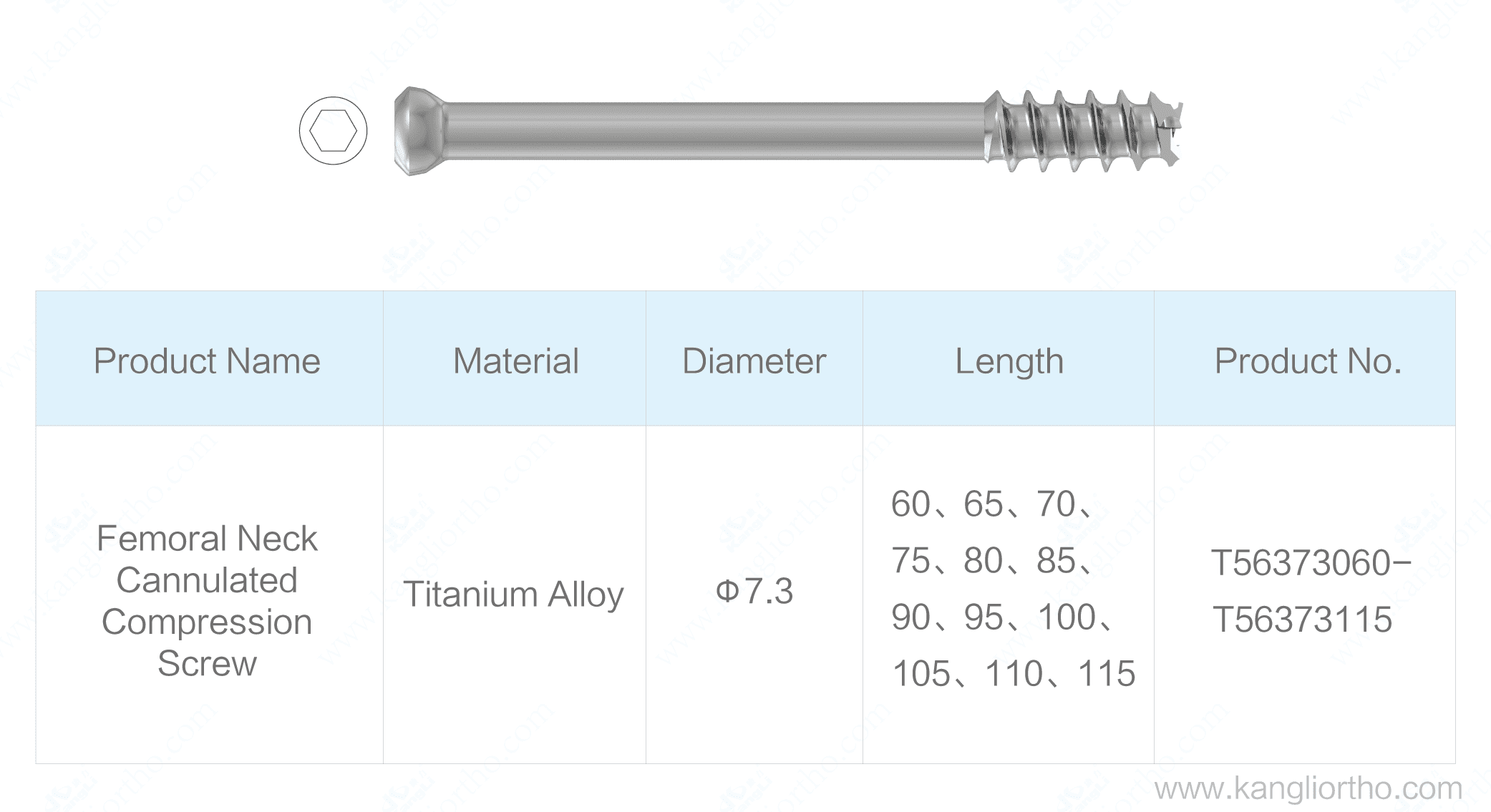 femoral-neck-cannulated-compression-screw-phi-7-3-specifications