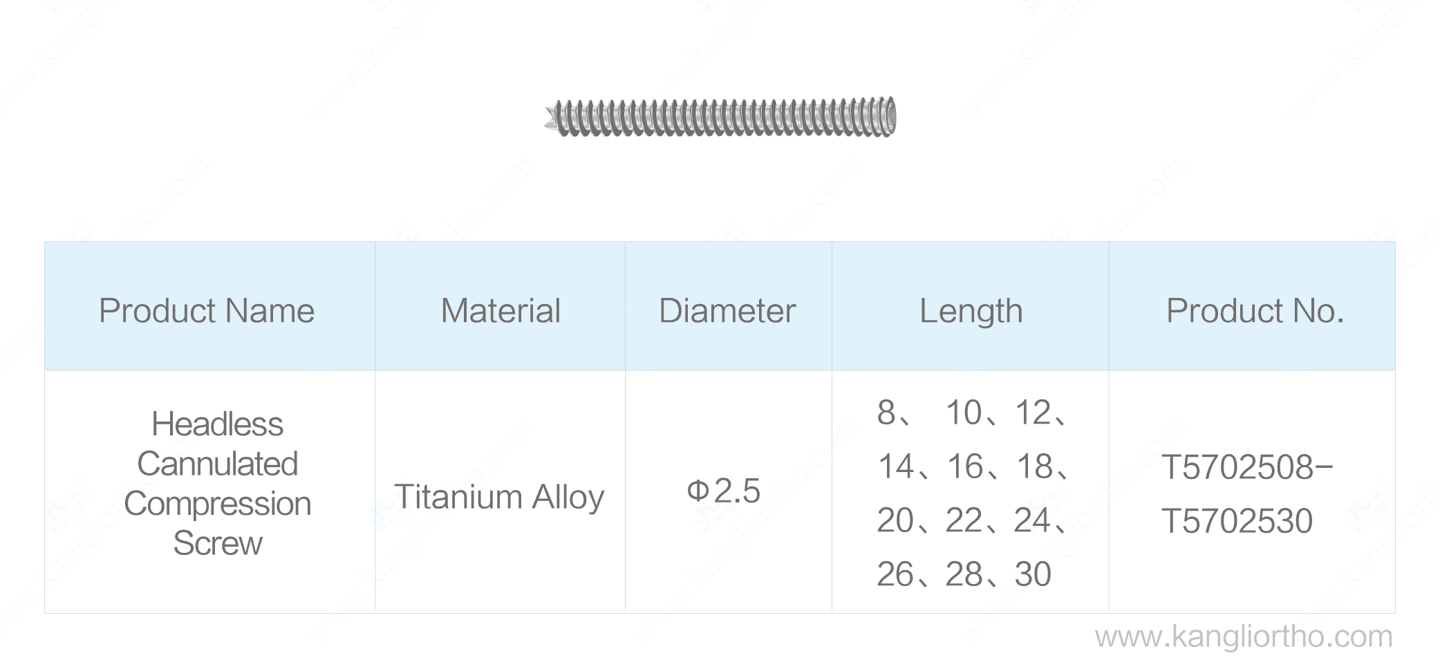 phi-2-5-headless-cannulated-compression-screw-specifications